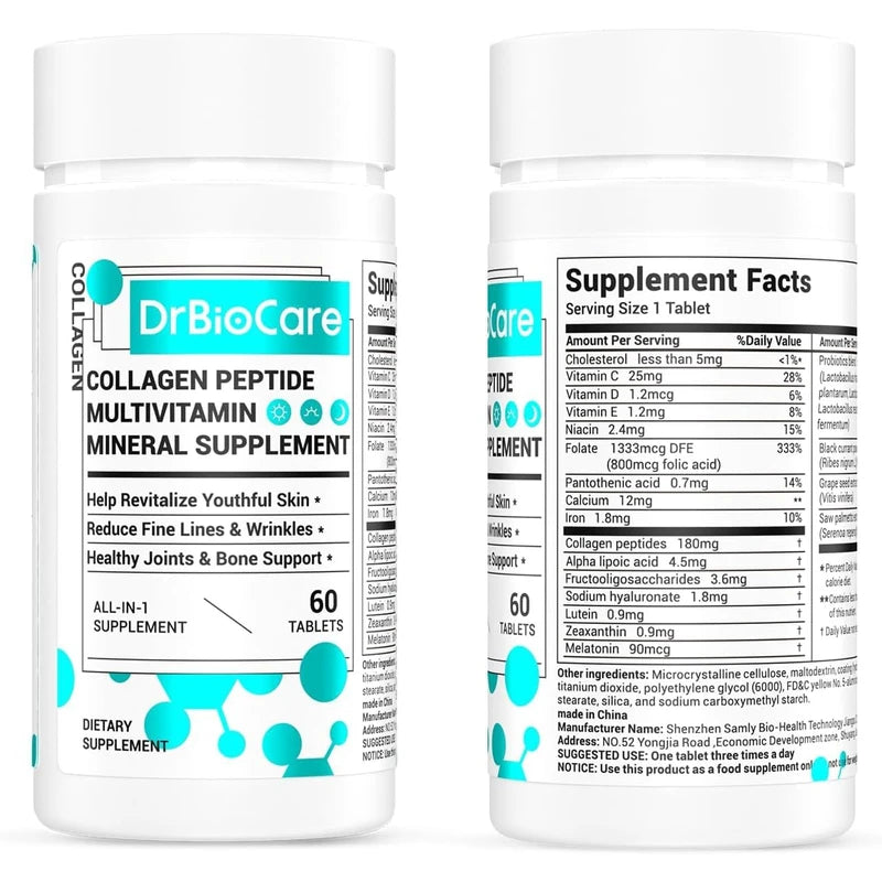 Collagen Peptides for Women, Beauty Vitamin & Mineral Supplement,Contains Vitamin D3, Probiotics for Women & Collagen Peptides,Vitamin E,Vitamin B Complex 60 Tablets