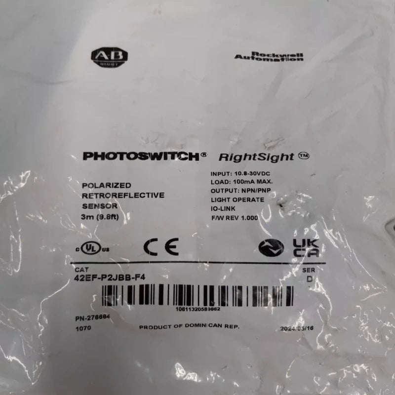 Allen-Bradley New Allen-Bradley 42EF-P2JBB-F4 Photoswitch Polarized Retroreflectiv