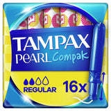 Tampax Compak Pearl Tampons, Regular With Applicator, 16 Tampons (16 x 1 Packs), Leak Protection And Discretion