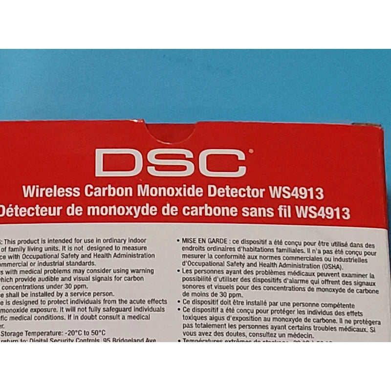 DSC Brand New DSC WS4913 Wireless Carbon Monoxide Detector- READ DESCRIPTION DETAIL