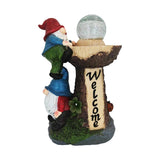 SAMPU Craft Solar Powered Garden Gnome Welcome Sign, Red