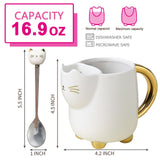 Christmas mugs Ceramic Cat Mug with Tea bag– 17oz Unique Coffee Cup with kitty Expression Design, Fun Gift for Women, Girls, Kids, Cat Lovers (white)