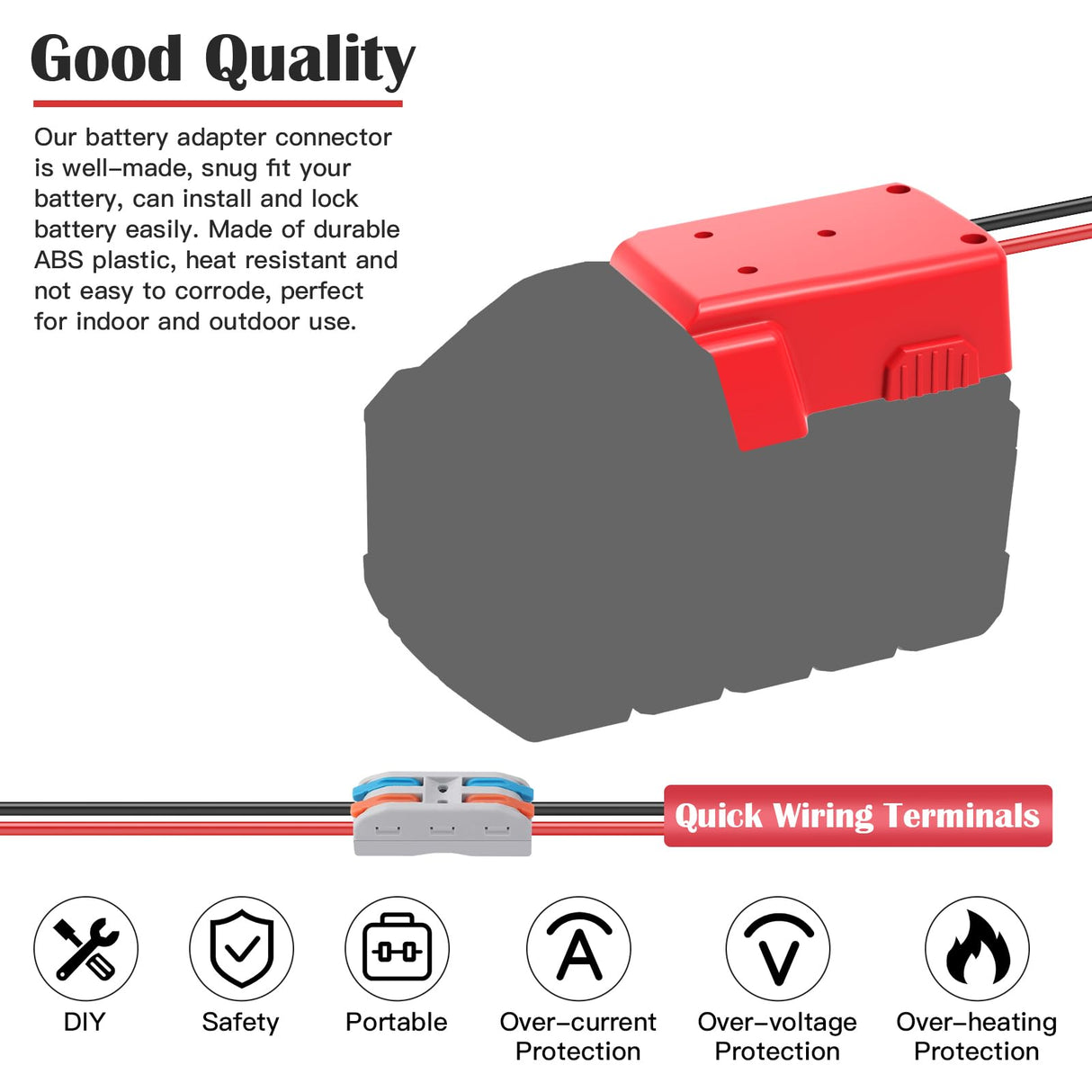 2 Packs Power Wheel Adapter for Milwaukee M18 Battery Adapter 18V Power Wheel Battery Converter with Fuses & Wire Terminals, 12AWG Wire, Power Connector for DIY Rc Car Toys, Robotics and Rc Truck