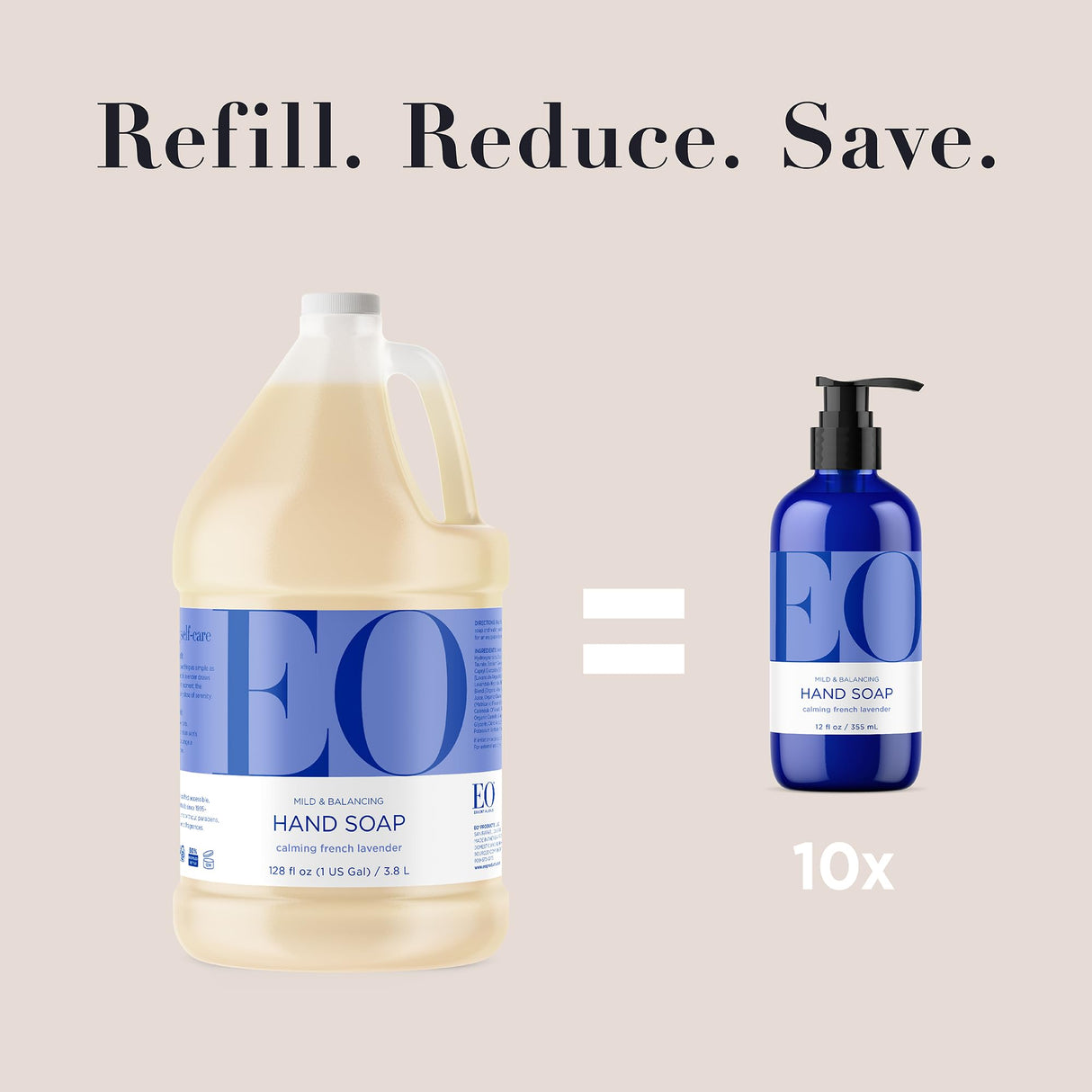 EO Liquid Hand Soap Refill, 1 Gallon, French Lavender, Organic Plant-Based Gentle Cleanser with Pure Essential Oils