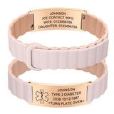 YOUNIFLARE Personalized Medical Alert Bracelet, Pink/Beige - Rose Gold