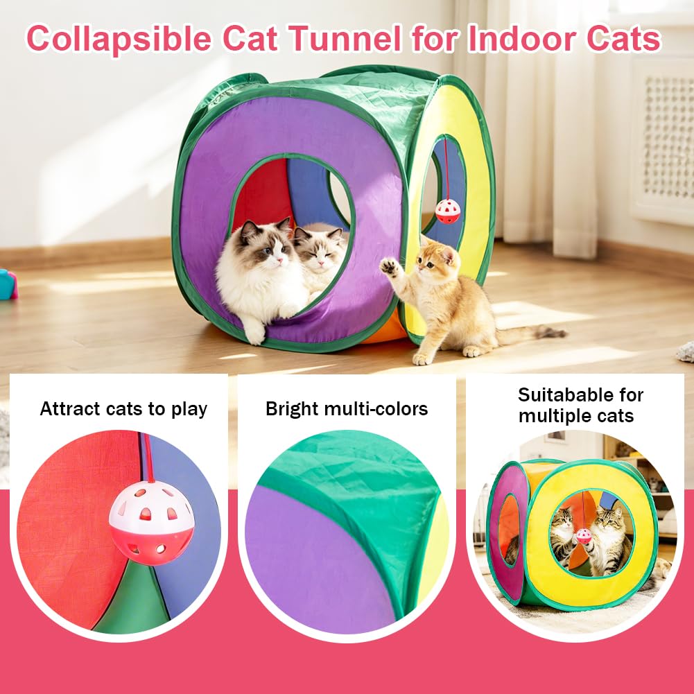 Retro Shaw 33Pcs Cat Toys Pack for Indoor Cats Kitten, with Cube Tunnel