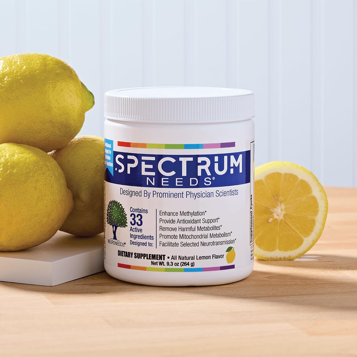 SpectrumNeeds® by NeuroNeeds – Comprehensive Nutritional Supplement with 33 Active Ingredients – Lemon Flavor