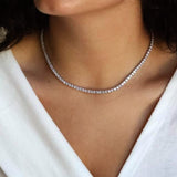 HAXIYA Tennis Necklace Set for Women Crystal Bracelet Imitation Diamond Earrings Wedding Jewelry for Bride Sterling Silver Plated Jewelry Sets Pack of 3 Gift