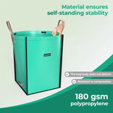 SPONDWILD 63 Gallon Reusable Yard Waste Bag - Durable PE Standable Lawn Leaf Bag with 4 Reinforced Handles, Collapsible Portable Garden Container for Leaves, Yard Waste, Garden Debris (Green)