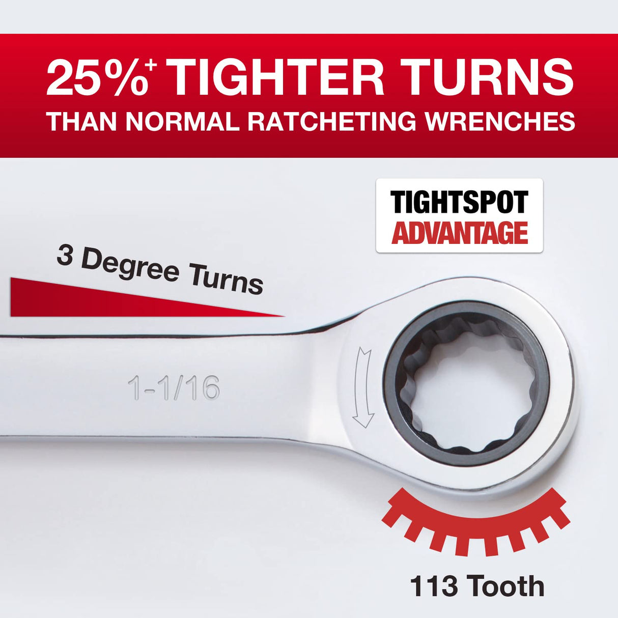 Jaeger 1-1/16 Inch Ratchet Wrench with 113-Tooth Ratcheting Precision and Hardened, Polished Steel for Projects with Tight Spaces