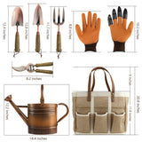 Megawodar 1 Gallon Galvanized Steel Watering Can with 3 Pcs of Garden Tools, 1 Pc of Pruning Shear, 1 Pair of Gardening Gloves，1 Pc of Garden Tools Organizer Tote