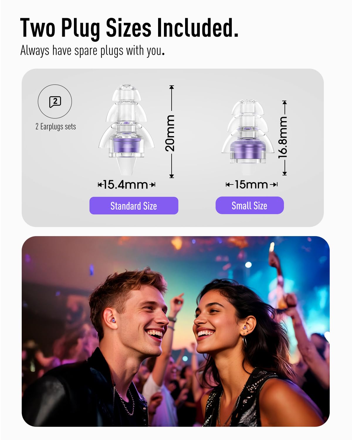 Hearprotek Concert Ear Plugs, 2Pairs Reusable high Fidelity Musician Ear Plugs for Concerts Loud Music-Noise Reduction Ear Protection earplugs for Rave,Festival,Music,Tinnitus Relief
