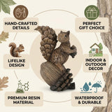 iStatue Handmade Resin Squirrel on Acorn Statue Miniature Garden Figurines – 6.5 Inch Nature-Inspired Woodland Animal Decor for Home, Garden, Patio or Shelf – Rustic Farmhouse Accent (Medium)