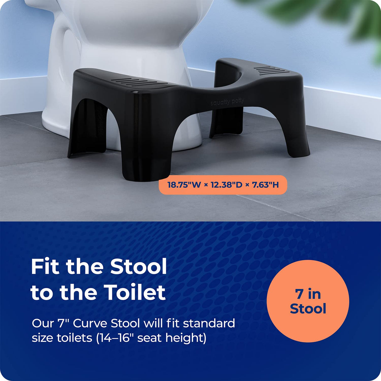 Squatty Potty The Original Bathroom Toilet Stool, Curve Lightweight with Sleek and Modern Design, Black, 7"