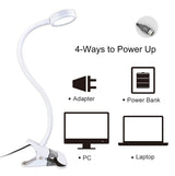 LEPOWER Clip on Light/Reading Lights/Book Light Color Changeable/Night Lights Clip on for Desk, Bed Headboard and Computers, Adapter Included (White)