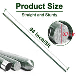 Garden Stakes 8ft, Metal Plant Stakes 8 Feet for Gardening and Farm, 0.78 Inch Dia Plastic Coated Plant Support for Tomato, Cucumber, Bean, Flower, Potted and More Climbing Plants 10 Pack