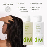 Divi Volumizing Shampoo and Conditioner Set for Women and Men - Lightweight Hair Care Duo for Fine and Thinning Hair - Adds Volume, Lift, and Bounce - Strengthens and Nourishes Hair, 2 x 12 Fl Oz