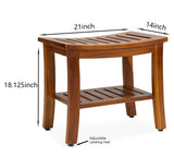 Teak Shower Bench 21 Inch, Fully Assembled Wood Bath Stool for Shower & Spa, The Hermod