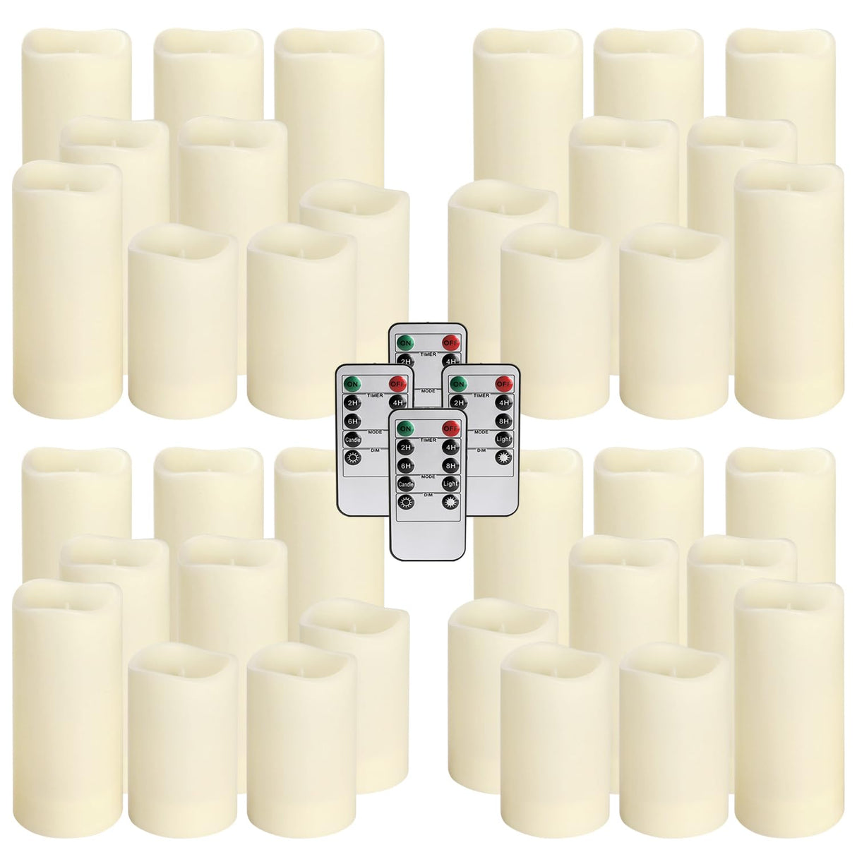 Wfmolcand 36-Pack Flickering Flameless Candles with Remote Control - LED Fake Candle Perfect for Wedding,Outdoor,Table,Halloween,Christmas Decor - Create a Magical Ambiance Effortlessly(Three Sizes)