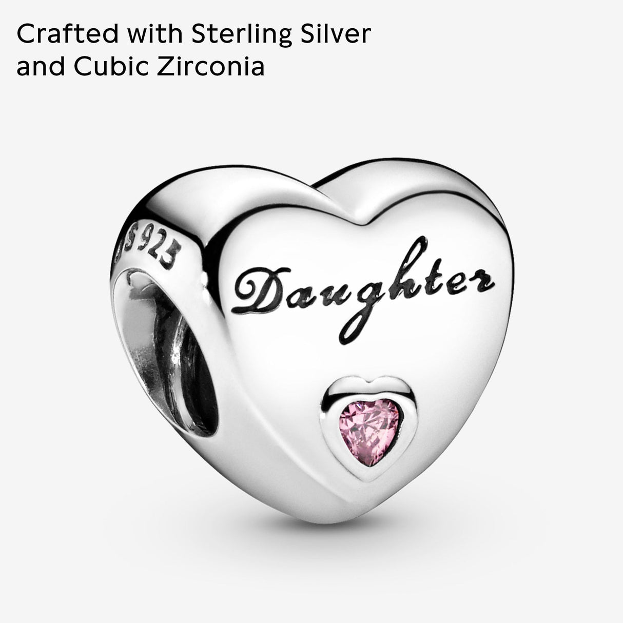 PANDORA Daughter Heart Charm - Compatible with PANDORA Moments - Sterling Silver - Gift for Her - Jewelry for Women with Gift Box