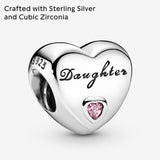 PANDORA Daughter Heart Charm - Compatible with PANDORA Moments - Sterling Silver - Gift for Her - Jewelry for Women with Gift Box