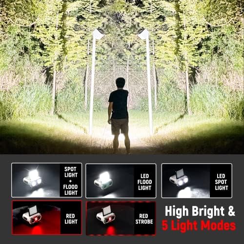 LED Hard Hat Light, 800Lumens Rechargeable Dimmable Clip on Cap Lights, 180°Adjustable Hands Free Hat Flashlight Headlamp Waterproof for Running, Camping, Hunting, Cycling (Olive Green)