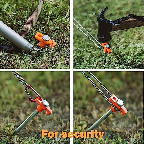 20 Pack Tent Stakes - 10 Inch Galvanized Non-Rust Ground Stakes Heavy Duty Canopy Anchors Metal Tent Pegs for Camping, Garden, Hiking, Orange