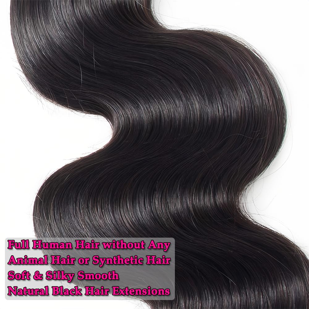 12A Human Hair Bundles 400g Body Wave Bundles Human Hair Extensions 12 14 16 18 Inch Brazilian Virgin Body Wave 4 Pieces Deals Unprocessed Brazilian Quick Weave Extensions Natural Black