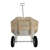 ZeHuoGe Outdoor Sport Wagon All Terrain Pulling w/Removable Wooden Side Panels, Solid Tires Big Foot Panel Wagon,Pull-Along Wagons (White)