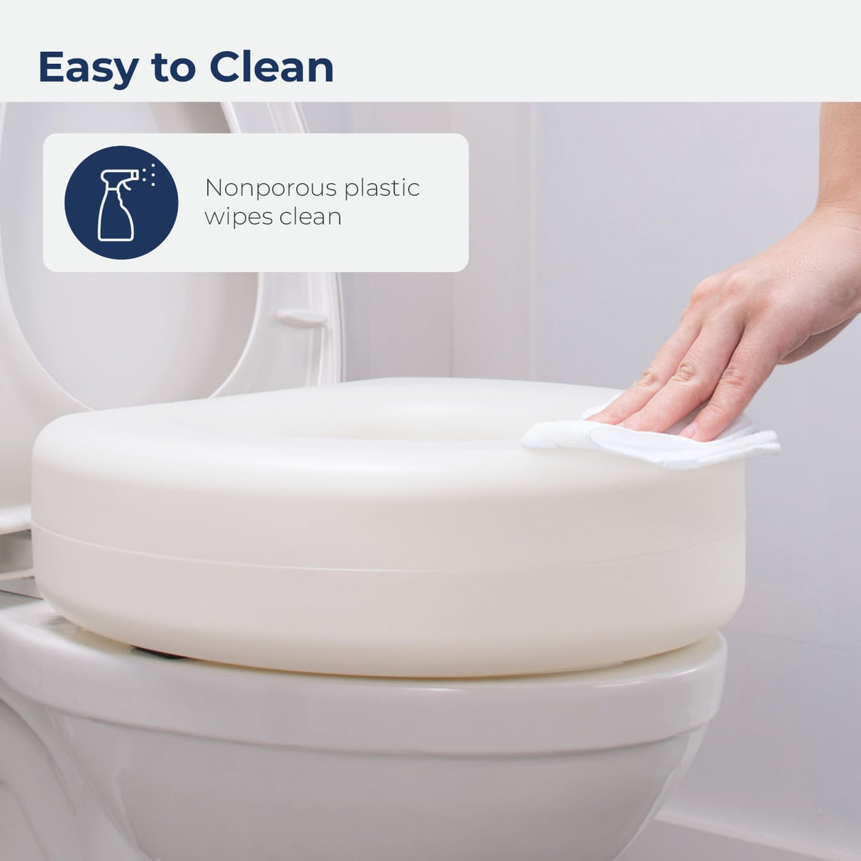 AquaSense 770-610 4 Inch Portable Raised Toilet Seat Riser, Elevated Toilet Seat for Seniors