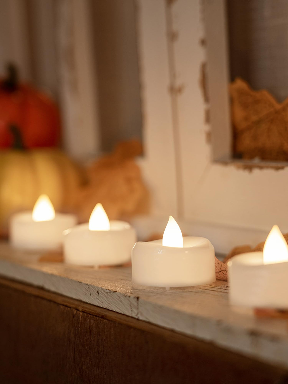 merrynights LED Candles, Tea Lights Candles Battery Operated Bulk, 50-Pack Long-Lasting 200 Hours Flameless Tealight Candles, Realistic Tea Lights for Christmas Halloween Wedding, 1.5'' D X 1.25'' H