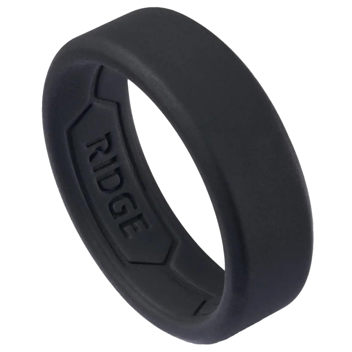 The Ridge 8mm Silicone Wedding Band for Men - Silicone Ring for Men, Beveled Edge Dual Band Design, Mens Rubber Wedding Ring (Size 7, Royal Black)