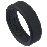 The Ridge 8mm Silicone Wedding Band for Men - Silicone Ring for Men, Beveled Edge Dual Band Design, Mens Rubber Wedding Ring (Size 7, Royal Black)