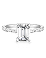 TIGRADE 3CT Engagement Ring for Women Emerald Cut Cubic Zirconia Wedding Band CZ Promise Wedding Ring Size 4-11, Silver, Size 7