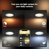 Philips Hue Smart Retrofit Recessed 5/6 Inch LED Downlight 4 Pack, White and Color Ambiance Color-Changing Light, 1100LM, Control with Hue App, Works with Alexa, Google Assistant and Apple HomeKit