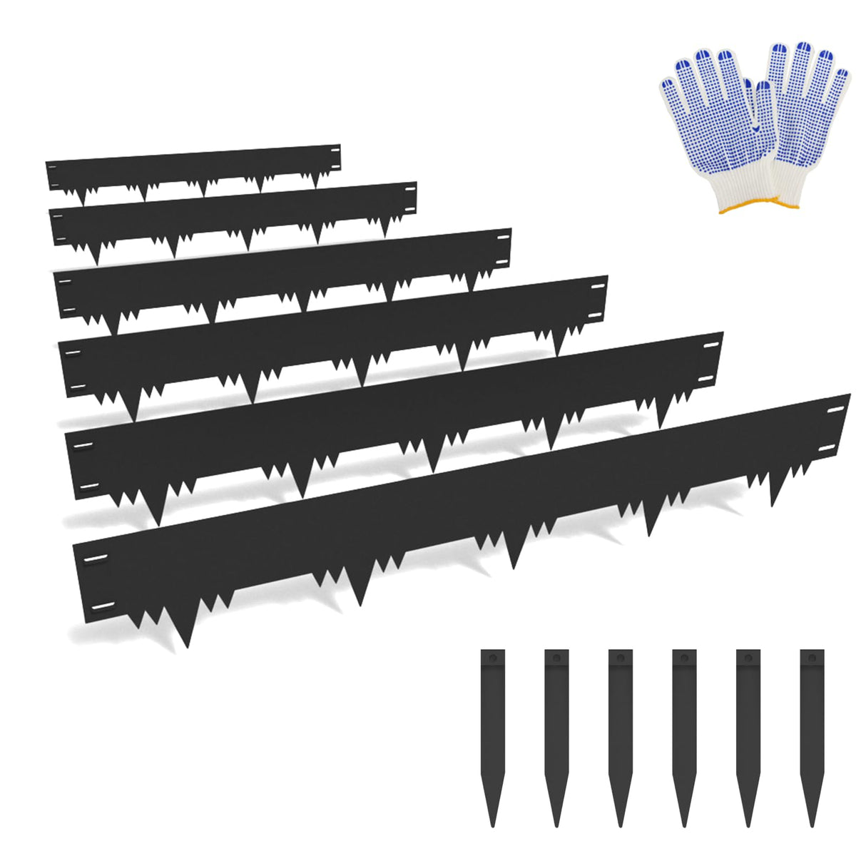 Galvanized Steel Landscape Edging Border 6 Packs 42'' L x 6.5'' H, Metal Landscape Garden Edging Border with 6 Stakes, Hammer-in Lawn Edging for Landscaping, Flower Bed, Yard, Pathway (21ft Total)