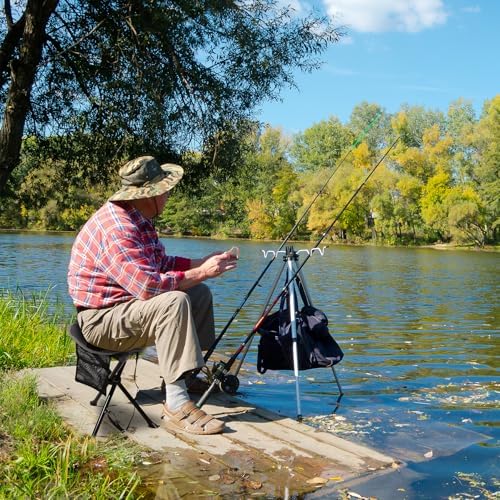 REDCAMP 2 Pack Folding Tripod Stools for Adults, Lightweight Portable Camping Stools for Fishing Hunting Backpacking Traveling, Black