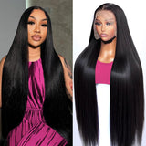 30 Inch Lace Front Wigs Human Hair 200 Density 13x6 HD Lace Front Wigs Human Hair Pre Plucked Glueless Wigs Human Hair for Women Straight Lace Frontal Wigs Human Hair Natural Color (Natural Black, 30)