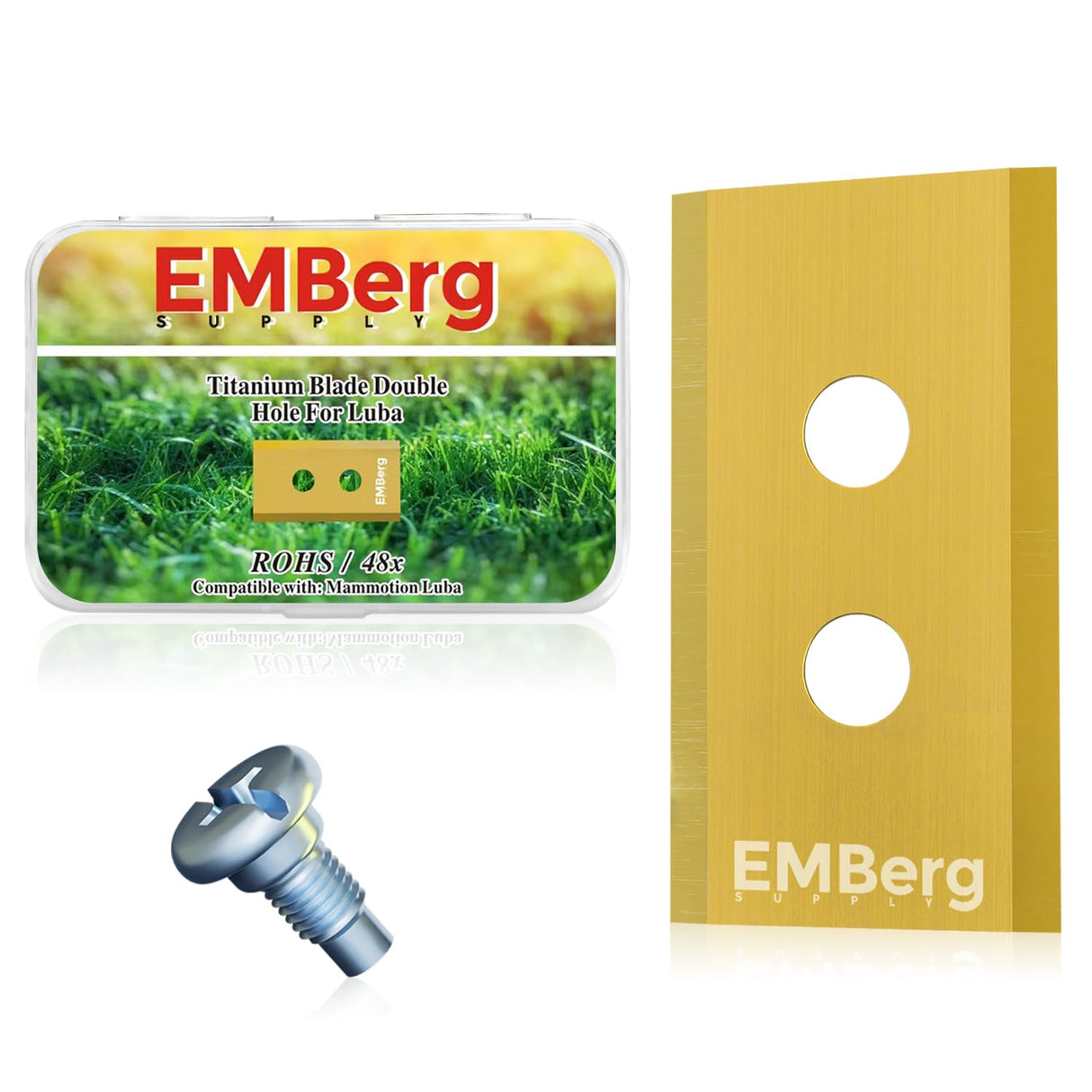 EMBerg Blades for Luba - Titanium Coated - 48 Blades (6 Sets) Robotic Lawn Mower Blade Compatible with Mammotion Endurance - Fits AWD 5000, 3000, 1000 - Replacement Blades for Superior Performance