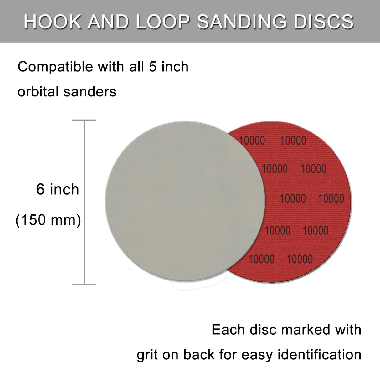 6 Inch 50 Pcs Wet Dry Sanding Discs Hook and Loop, 10000 Grit Sandpaper Automotive Wood Metal Polishing & Sanding, Silicon Carbide Sand Paper for Random Orbital Sander (Grit 10000)