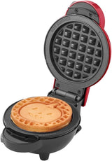DASH Multimaker with 7 Removable Plates: Waffle Iron & Griddle + 3 Themed Plates - Santa Pumpkin Snowman - Mini Waffle for Halloween and Christmas Holidays - for Kids and Families (Red)