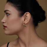 LeCalla 925 Sterling Silver Hoop Earrings for Women | Small 14K Gold-Plated Two-Tone Click-Top Intertwined Chunky Earring Hoops - 20MM