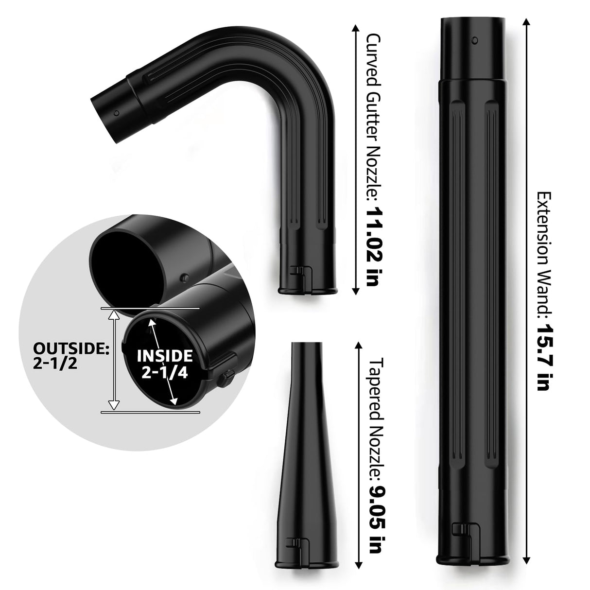 Sealegend Gutter Cleaning Tools for 2-1/2 in. Wet/Dry Vacuum Cleaner, Shop Vacuum Hose Attachments for Cleaning or Blowing Debris from Gutters, 2-1/2 in. Upgrade Lockout Design Shop Vac Accessories