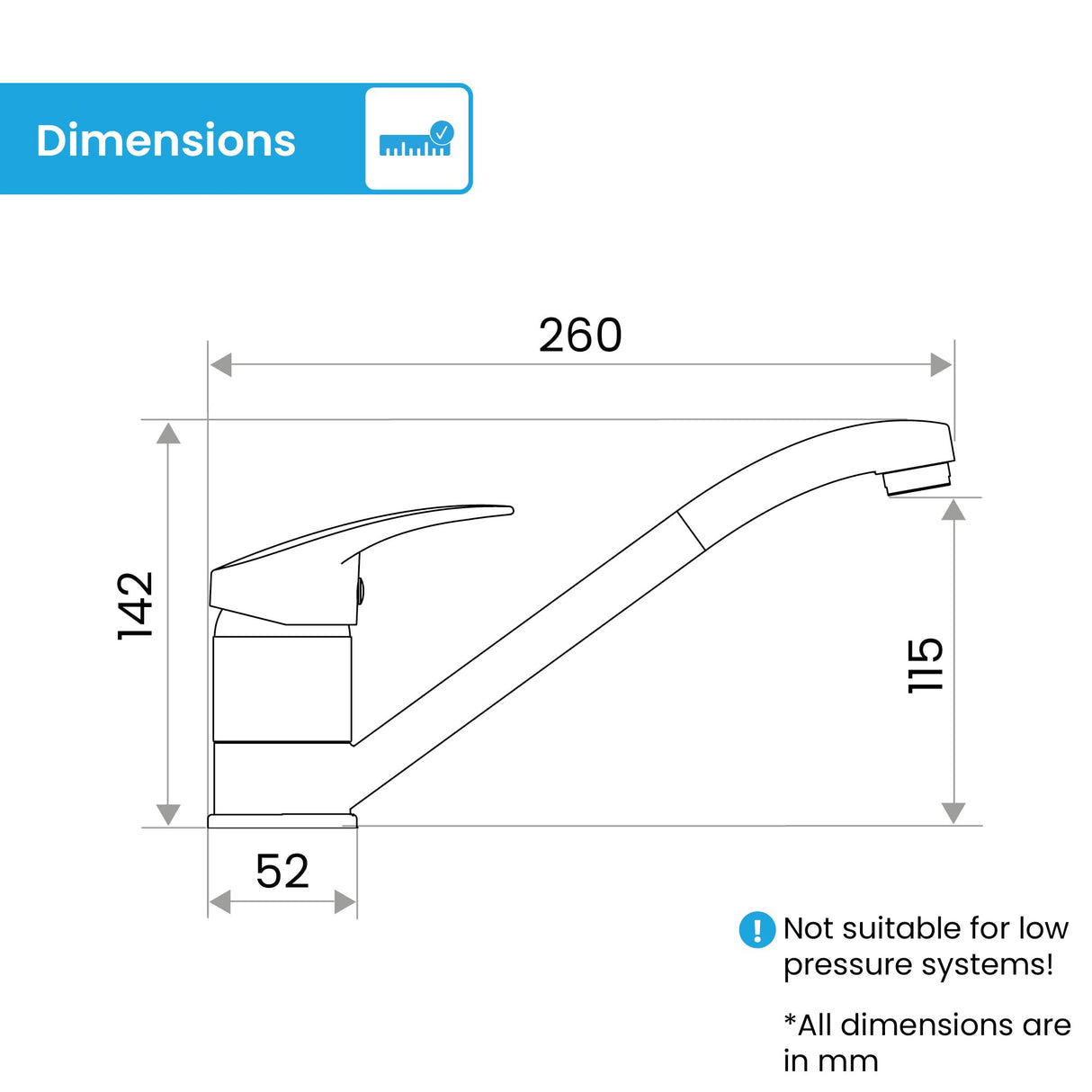 Bächlein Kitchen Mixer 360 Degree Swivel (Chrome) - Single Lever Sink Mixer with 360° Swivel Spout - Faucet for The Kitchen in Extra Solid Design