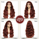 KEKEYY Reddish Brown Lace Front Wigs 28 Inch Pre-Plucked 200% Density Body Wave HD Lace Lace Frontal Wig with Baby Hair Glueless Wigs