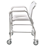DMI Rolling Shower Chair, Commode, Transport Chair, FSA Eligible, Rolling Bathroom Wheelchair for Handicap, Elderly, Injured or Disabled, Rear Locking Wheels, 250 lb. Weight Capacity, White