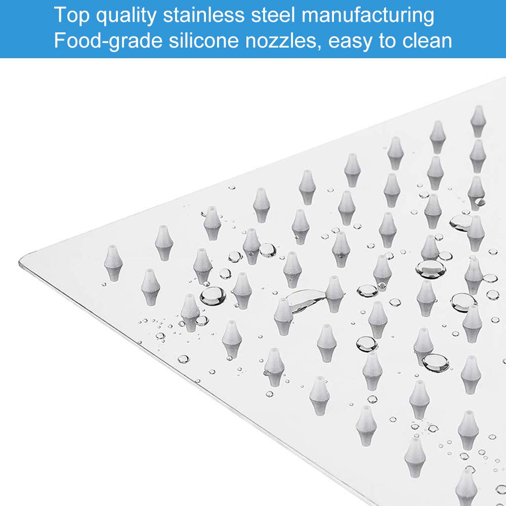 NearMoon Rain Shower Head, High Flow Stainless Steel Square Rainfall Shower, Waterfall Bath Shower Body Covering, Ceiling or Wall Mount (12 Inch, Chrome Finish)