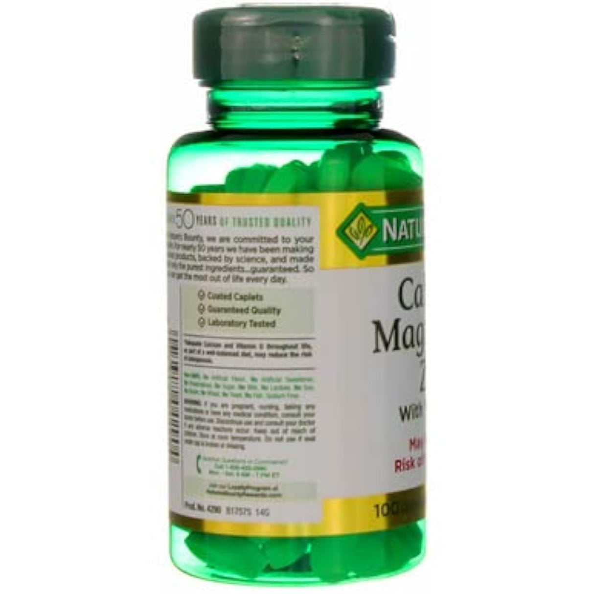 Nature's Bounty Calcium Magnesium & Zinc Caplets,Immune & Bone Health,Daily Supplement,1000mg Calcium,400mg Magnesium,600 IU Vitamin D,Gluten Free,100 Caplets,(Pack of 3)