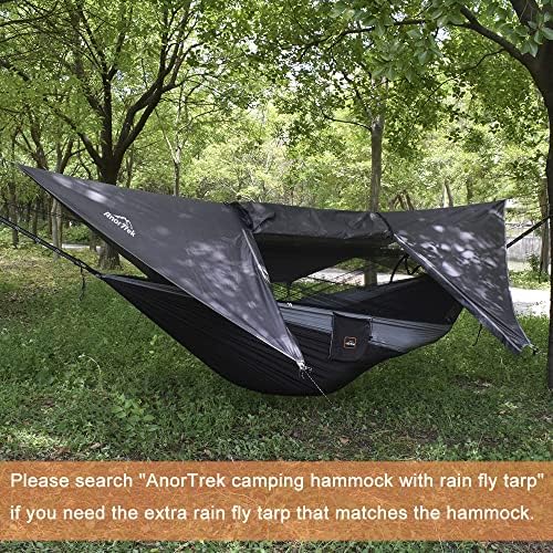 Camping Hammock with Mosquito Net, Double & Single Lightweight Portable Hammocks with Tree Straps, Parachute Hammock for Camping, Backpacking