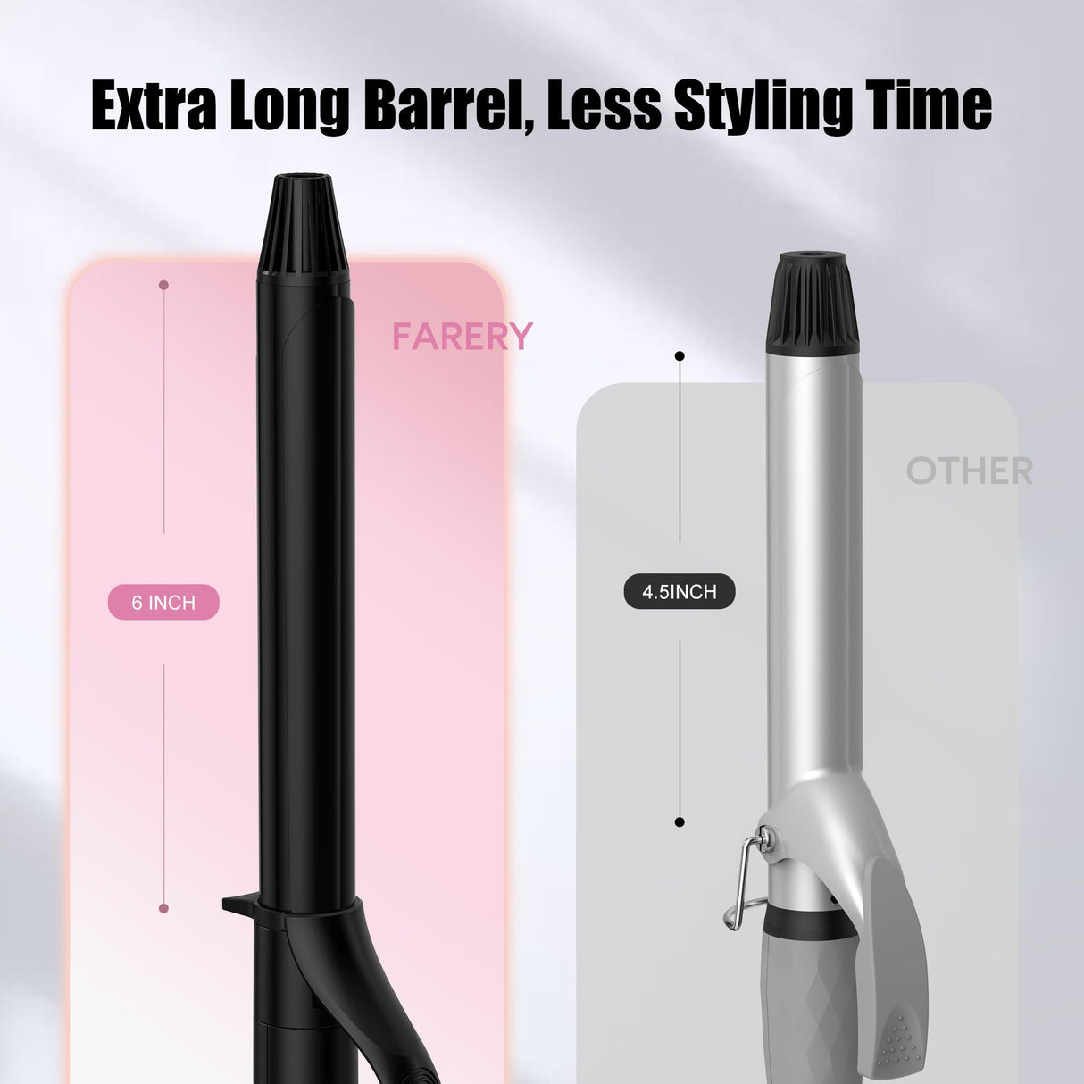 FARERY Long Barrel Curling Iron 1 Inch, Ceramic Curling Iron for Thin Hair, Infused Argan Oil & Keratin, Long Lasting Styling, 11 Adjustable Temp, Include Clips & Silicone Pad